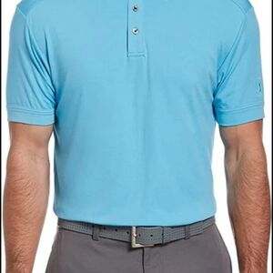 PGA TOUR Men's Performance Stretch Short Sleeve Golf Polo Shirt Blue Heather,M